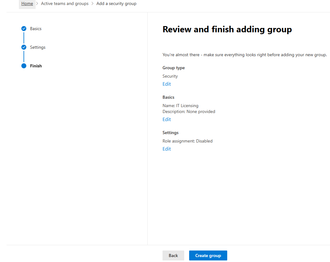 Creating the IT Licensing security group