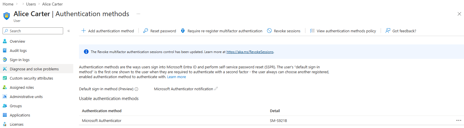 Authentication methods in Entra ID