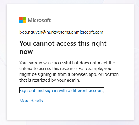 Access blocked by Conditional Access location policy