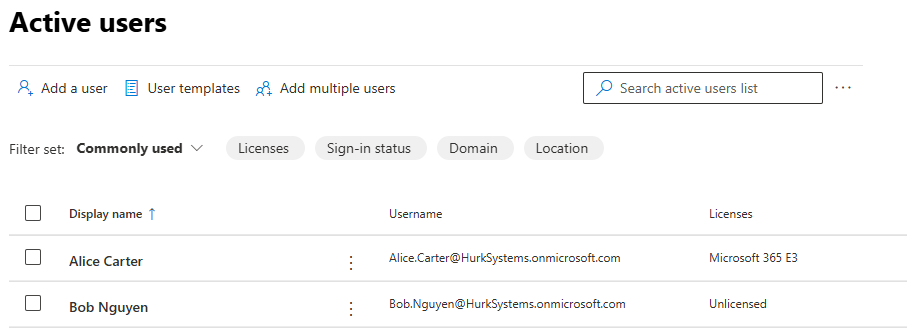Users created